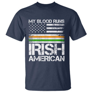 Irish American Pride T Shirt My Blood Runs Ireland America Flag TS09 Navy Print Your Wear