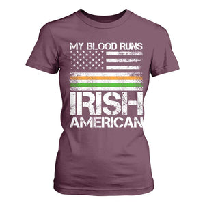 Irish American Pride T Shirt For Women My Blood Runs Ireland America Flag TS09 Maroon Print Your Wear