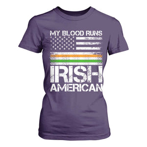 Irish American Pride T Shirt For Women My Blood Runs Ireland America Flag TS09 Purple Print Your Wear