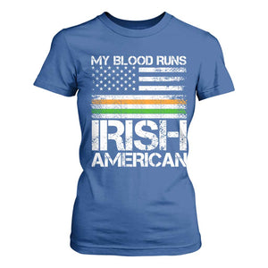 Irish American Pride T Shirt For Women My Blood Runs Ireland America Flag TS09 Royal Blue Print Your Wear