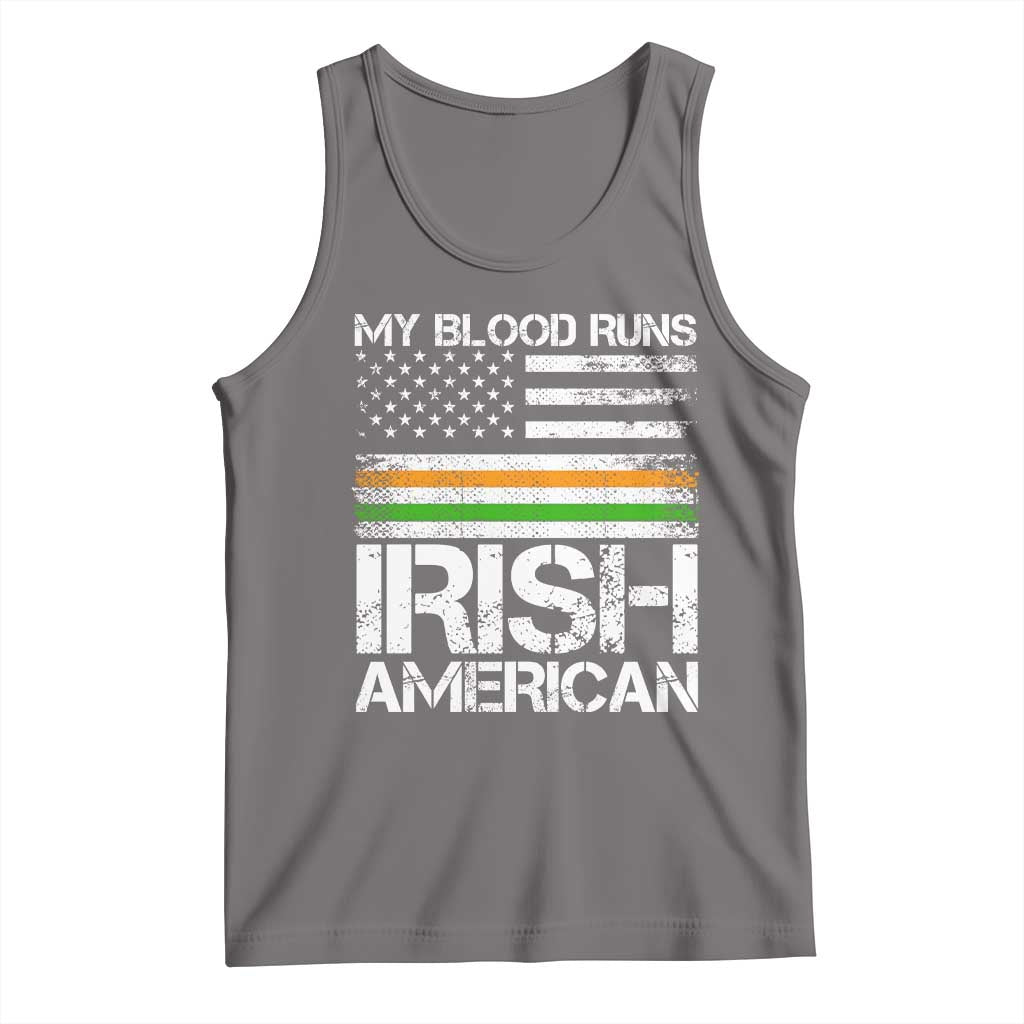 Irish American Pride Tank Top My Blood Runs Ireland America Flag TS09 Deep Heather Print Your Wear