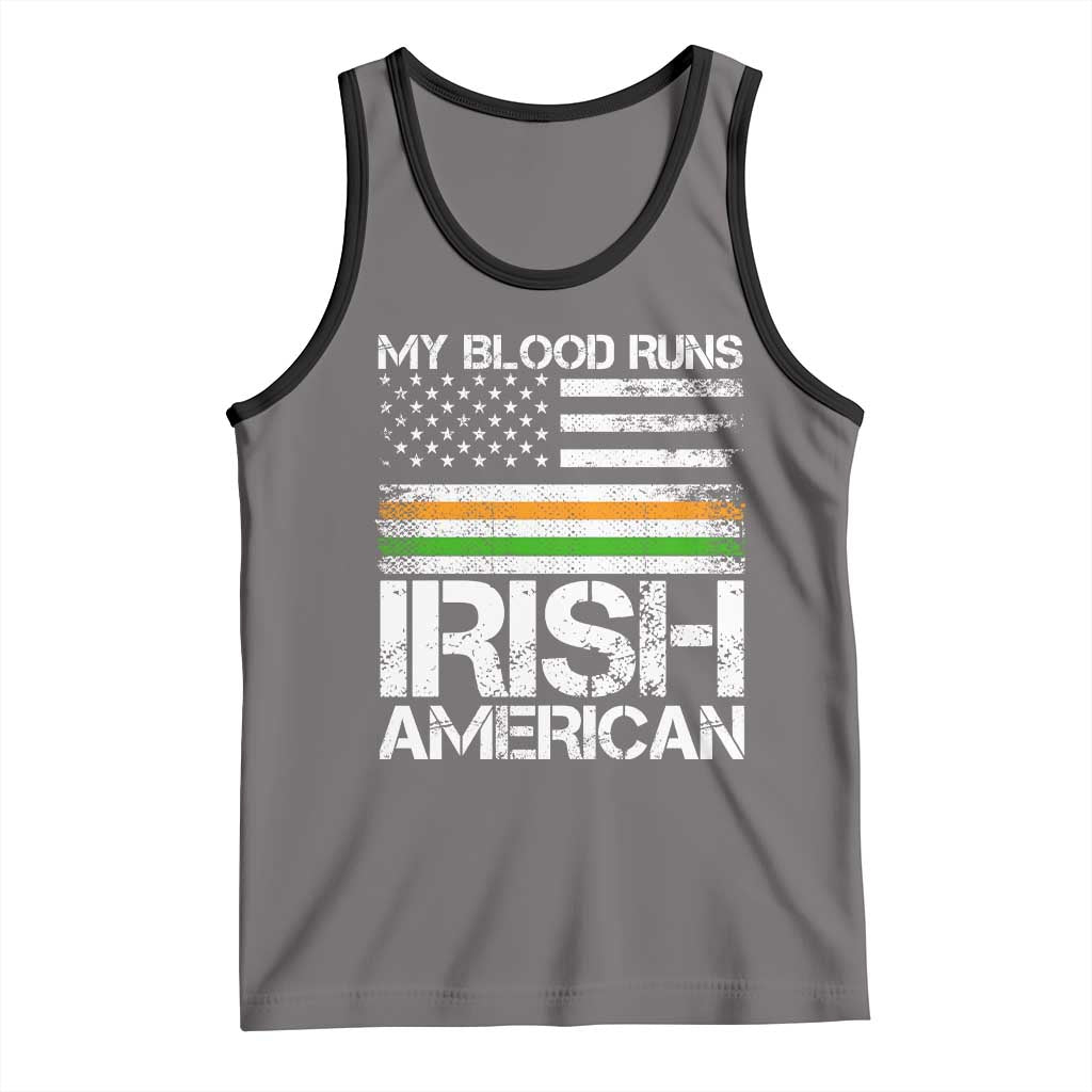 Irish American Pride Tank Top My Blood Runs Ireland America Flag TS09 Deep Heather Black Print Your Wear