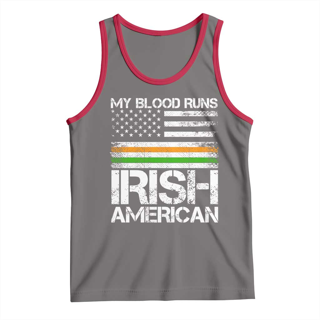 Irish American Pride Tank Top My Blood Runs Ireland America Flag TS09 Deep Heather Red Print Your Wear