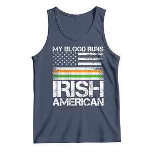 Irish American Pride Tank Top My Blood Runs Ireland America Flag TS09 Navy Print Your Wear