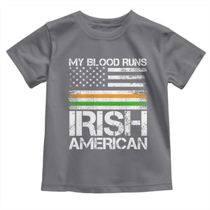 Irish American Pride Toddler T Shirt My Blood Runs Ireland America Flag TS09 Charcoal Print Your Wear
