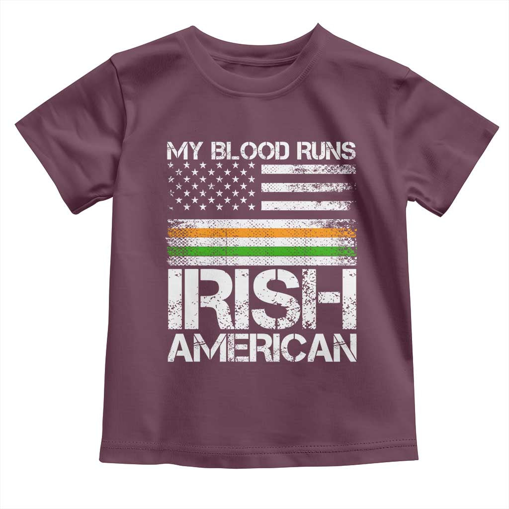 Irish American Pride Toddler T Shirt My Blood Runs Ireland America Flag TS09 Maroon Print Your Wear