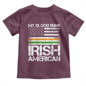 Irish American Pride Toddler T Shirt My Blood Runs Ireland America Flag TS09 Maroon Print Your Wear