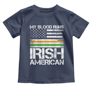 Irish American Pride Toddler T Shirt My Blood Runs Ireland America Flag TS09 Navy Print Your Wear