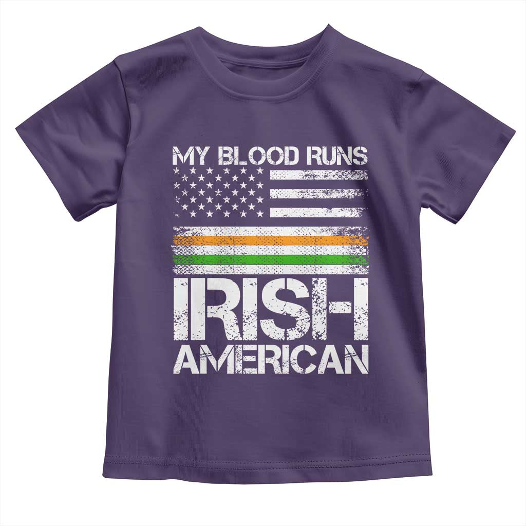 Irish American Pride Toddler T Shirt My Blood Runs Ireland America Flag TS09 Purple Print Your Wear