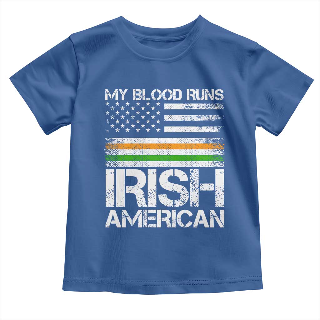 Irish American Pride Toddler T Shirt My Blood Runs Ireland America Flag TS09 Royal Blue Print Your Wear