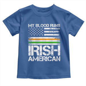 Irish American Pride Toddler T Shirt My Blood Runs Ireland America Flag TS09 Royal Blue Print Your Wear