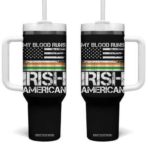 Irish American Pride Tumbler With Handle My Blood Runs Ireland America Flag TS09 One Size: 40 oz Black Print Your Wear