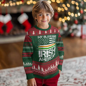 Irish American Pride Knit Sweatshirt My Blood Runs Ireland America Flag TS09 Christmas Print Your Wear