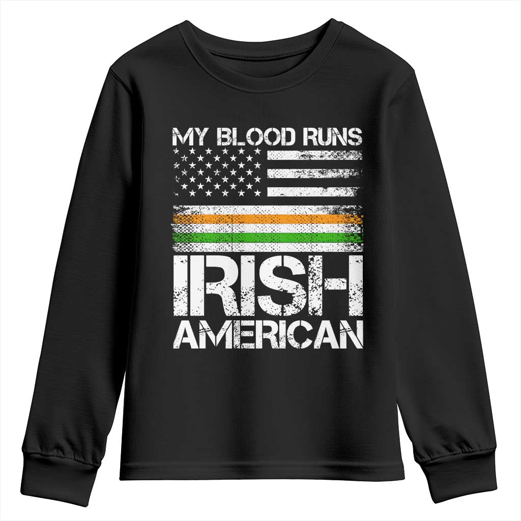 Irish American Pride Youth Sweatshirt My Blood Runs Ireland America Flag TS09 Black Print Your Wear