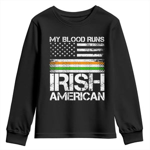 Irish American Pride Youth Sweatshirt My Blood Runs Ireland America Flag TS09 Black Print Your Wear