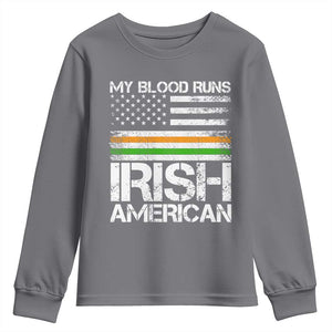Irish American Pride Youth Sweatshirt My Blood Runs Ireland America Flag TS09 Charcoal Print Your Wear