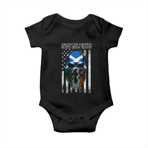 American Grown With Scots Irish Roots Baby Onesie American Ulster Scots Skull Flag TS09 Black Print Your Wear