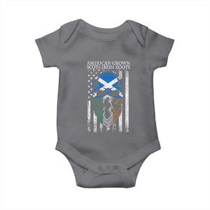 American Grown With Scots Irish Roots Baby Onesie American Ulster Scots Skull Flag TS09 Charcoal Print Your Wear