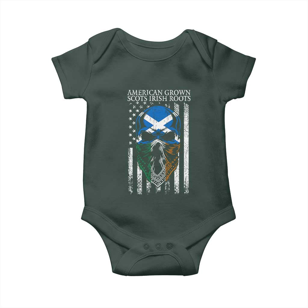 American Grown With Scots Irish Roots Baby Onesie American Ulster Scots Skull Flag TS09 Print Your Wear