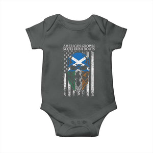 American Grown With Scots Irish Roots Baby Onesie American Ulster Scots Skull Flag TS09 Dark Heather Print Your Wear