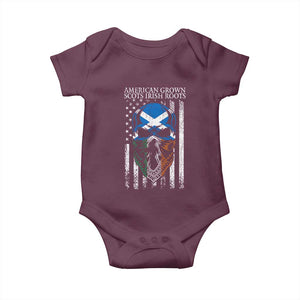 American Grown With Scots Irish Roots Baby Onesie American Ulster Scots Skull Flag TS09 Maroon Print Your Wear