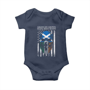 American Grown With Scots Irish Roots Baby Onesie American Ulster Scots Skull Flag TS09 Navy Print Your Wear