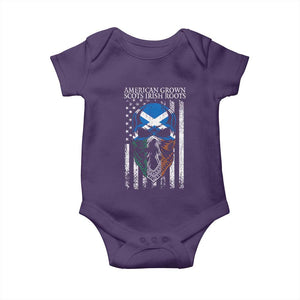 American Grown With Scots Irish Roots Baby Onesie American Ulster Scots Skull Flag TS09 Purple Print Your Wear