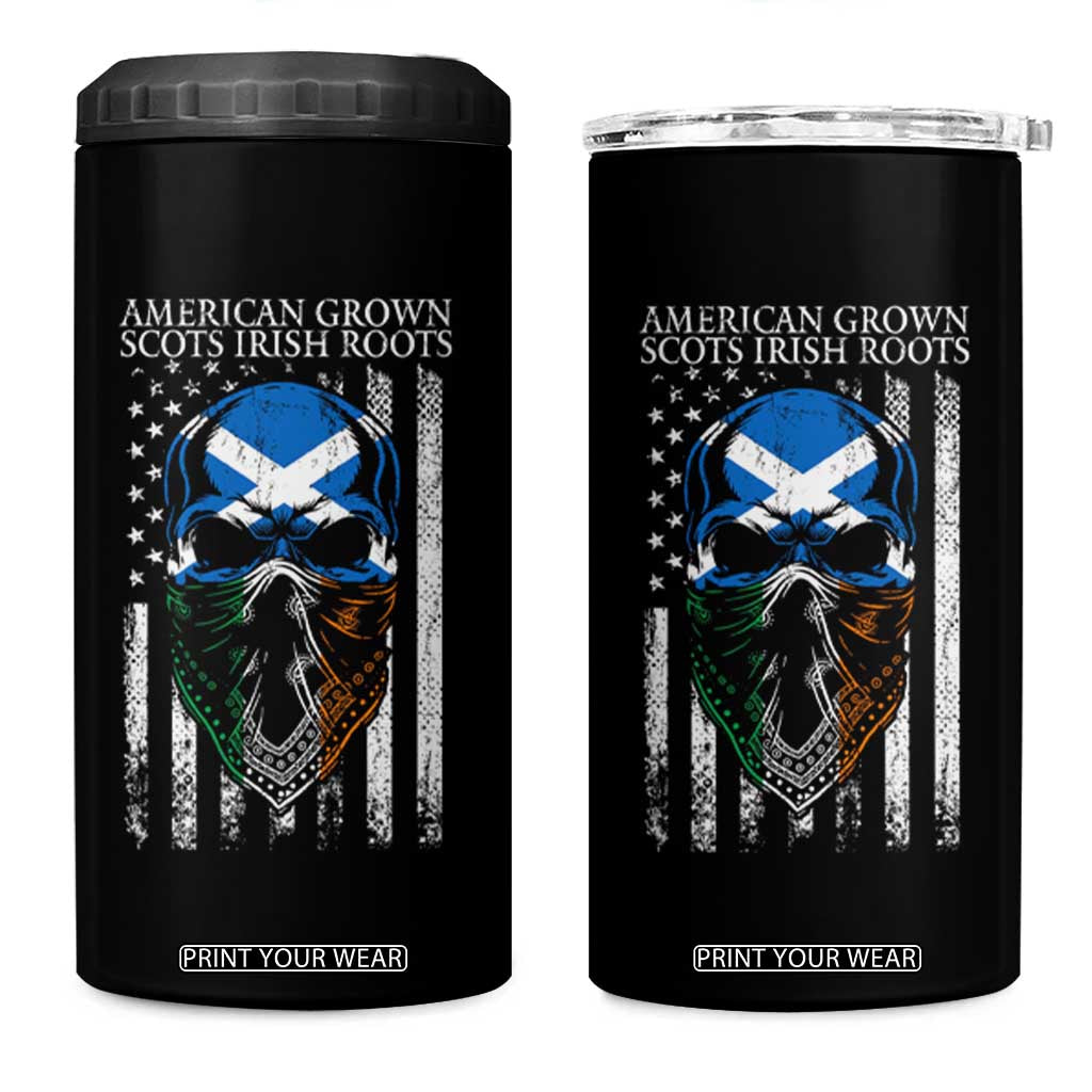 American Grown With Scots Irish Roots 4 in 1 Can Cooler Tumbler American Ulster Scots Skull Flag TS09 One Size: 16 oz Black Print Your Wear