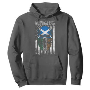 American Grown With Scots Irish Roots Hoodie American Ulster Scots Skull Flag TS09 Dark Heather Print Your Wear