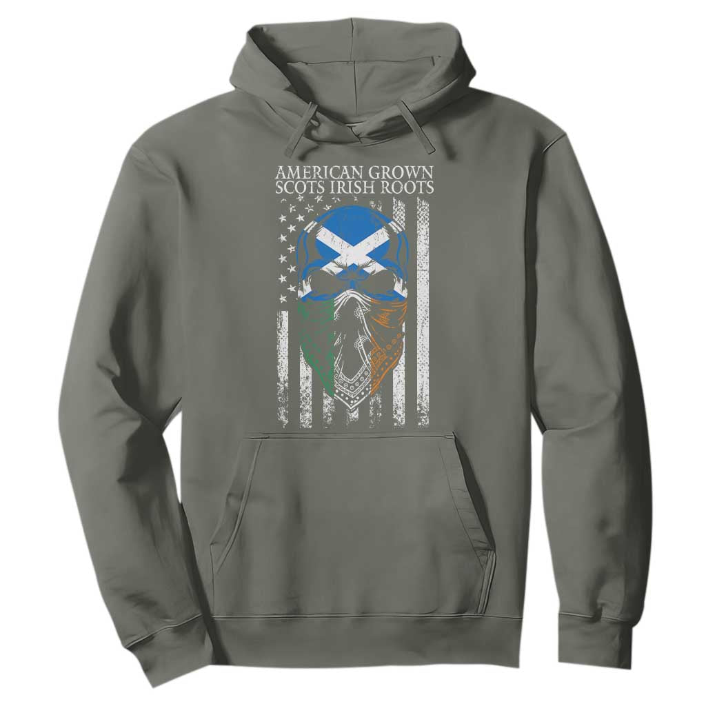 American Grown With Scots Irish Roots Hoodie American Ulster Scots Skull Flag TS09 Military Green Print Your Wear