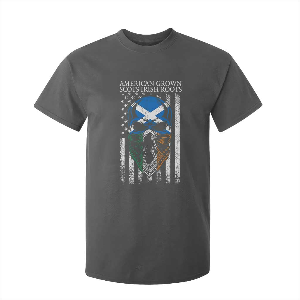 American Grown With Scots Irish Roots T Shirt For Kid American Ulster Scots Skull Flag TS09 Dark Heather Print Your Wear