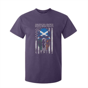 American Grown With Scots Irish Roots T Shirt For Kid American Ulster Scots Skull Flag TS09 Purple Print Your Wear