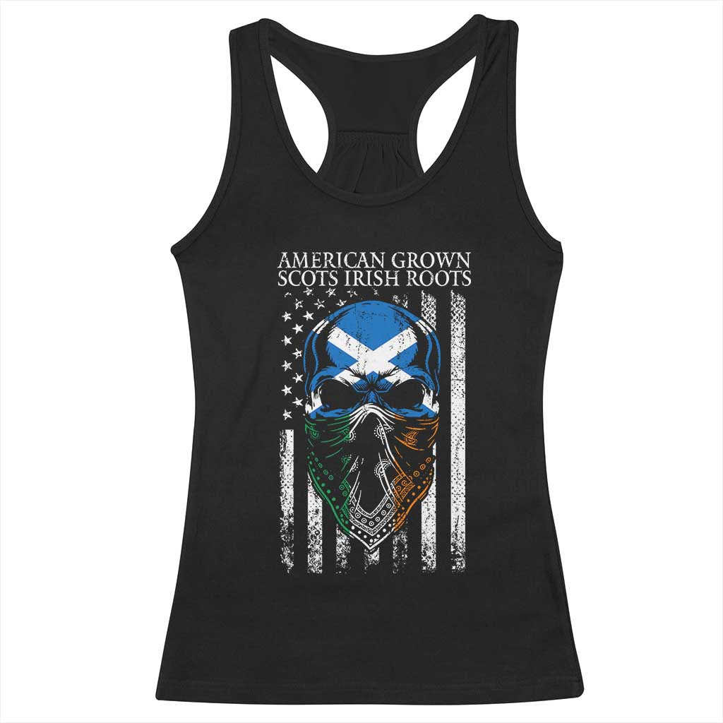 American Grown With Scots Irish Roots Racerback Tank Top American Ulster Scots Skull Flag TS09 Black Print Your Wear