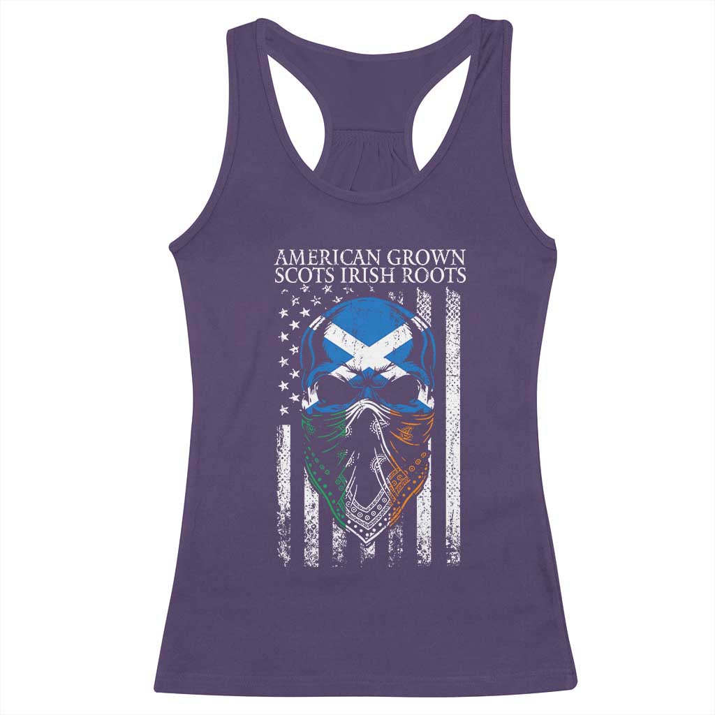 American Grown With Scots Irish Roots Racerback Tank Top American Ulster Scots Skull Flag TS09 Purple Print Your Wear