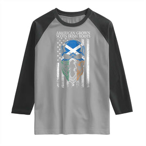 American Grown With Scots Irish Roots Raglan Shirt American Ulster Scots Skull Flag TS09 Sport Gray Black Print Your Wear