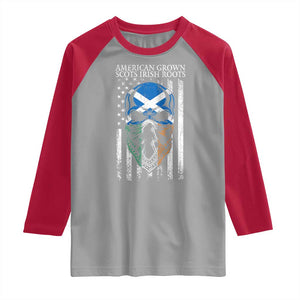 American Grown With Scots Irish Roots Raglan Shirt American Ulster Scots Skull Flag TS09 Sport Gray Red Print Your Wear