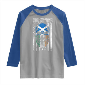 American Grown With Scots Irish Roots Raglan Shirt American Ulster Scots Skull Flag TS09 Sport Gray Royal Print Your Wear
