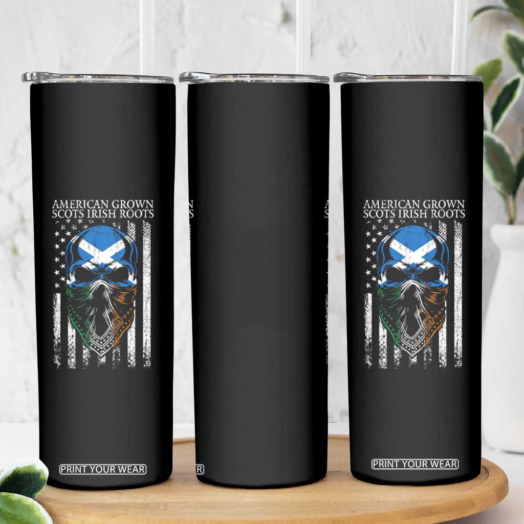 American Grown With Scots Irish Roots Skinny Tumbler American Ulster Scots Skull Flag TS09 Print Your Wear