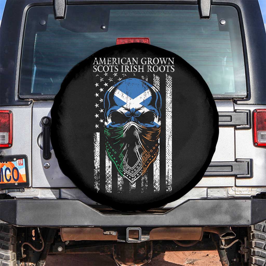 American Grown With Scots Irish Roots Spare Tire Cover American Ulster Scots Skull Flag TS09 No hole Black Print Your Wear