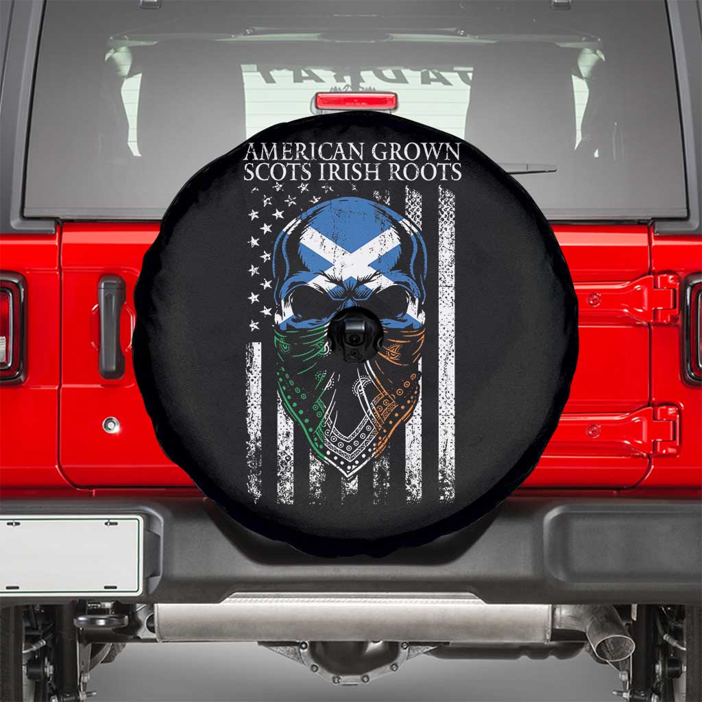 American Grown With Scots Irish Roots Spare Tire Cover American Ulster Scots Skull Flag TS09 Black Print Your Wear