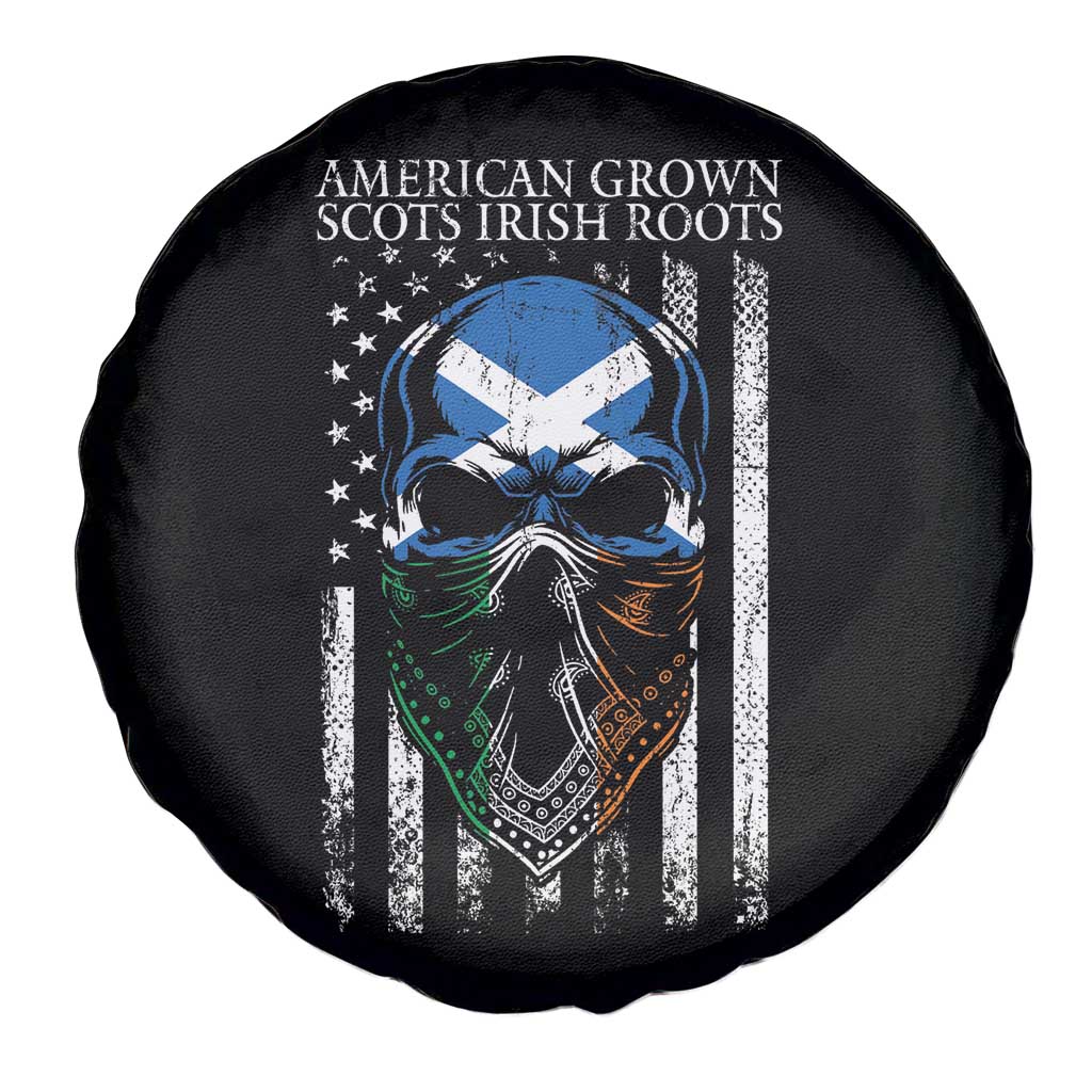 American Grown With Scots Irish Roots Spare Tire Cover American Ulster Scots Skull Flag TS09 Print Your Wear