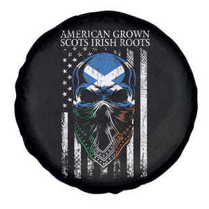 American Grown With Scots Irish Roots Spare Tire Cover American Ulster Scots Skull Flag TS09 Print Your Wear