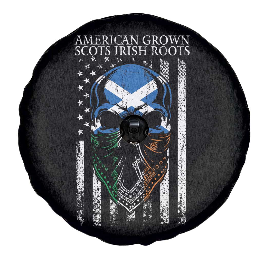 American Grown With Scots Irish Roots Spare Tire Cover American Ulster Scots Skull Flag TS09 Print Your Wear