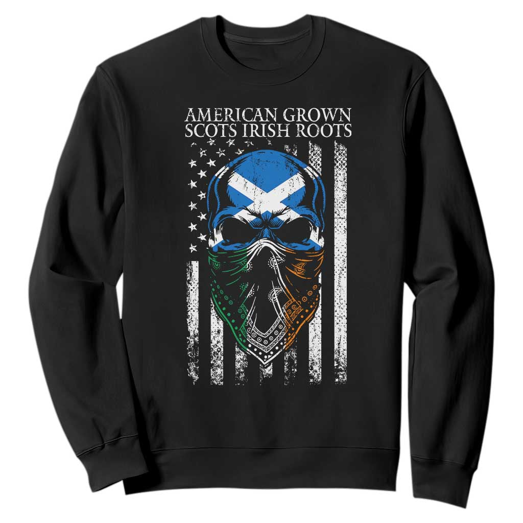 American Grown With Scots Irish Roots Sweatshirt American Ulster Scots Skull Flag TS09 Black Print Your Wear