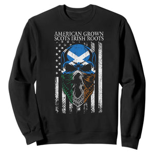American Grown With Scots Irish Roots Sweatshirt American Ulster Scots Skull Flag TS09 Black Print Your Wear