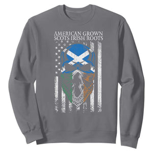 American Grown With Scots Irish Roots Sweatshirt American Ulster Scots Skull Flag TS09 Charcoal Print Your Wear
