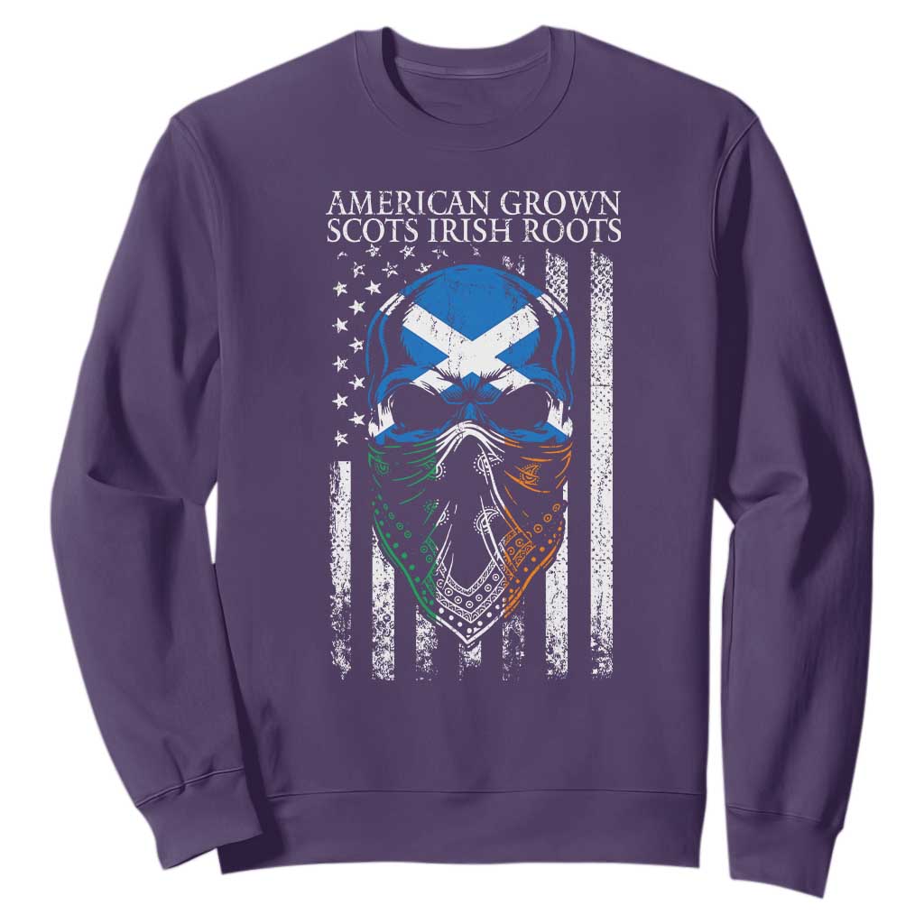 American Grown With Scots Irish Roots Sweatshirt American Ulster Scots Skull Flag TS09 Purple Print Your Wear