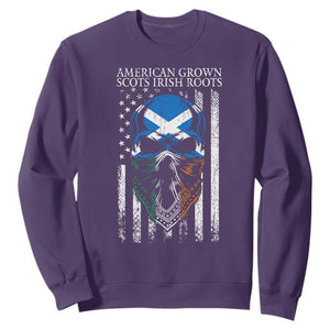 American Grown With Scots Irish Roots Sweatshirt American Ulster Scots Skull Flag TS09 Purple Print Your Wear
