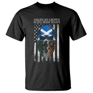 American Grown With Scots Irish Roots T Shirt American Ulster Scots Skull Flag TS09 Black Print Your Wear