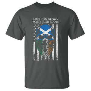 American Grown With Scots Irish Roots T Shirt American Ulster Scots Skull Flag TS09 Dark Heather Print Your Wear